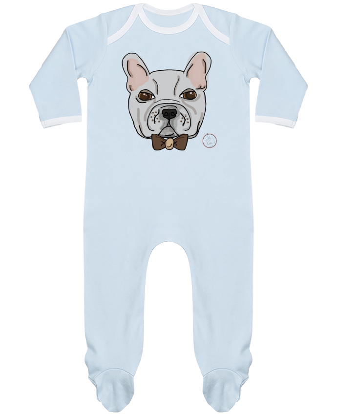 Baby Sleeper long sleeves Contrast Bulldog Hipster by Juanalaloca