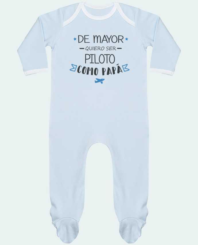 Baby Sleeper long sleeves Contrast De mayor quiero ser piloto como papa by tunetoo