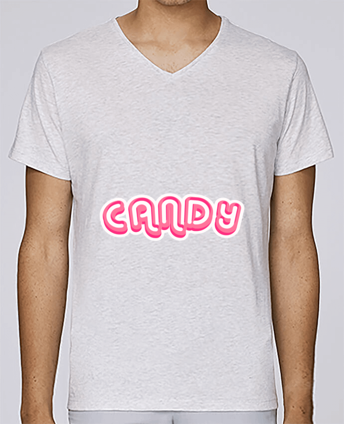 T-Shirt col V Homme design Candy par Fdesign