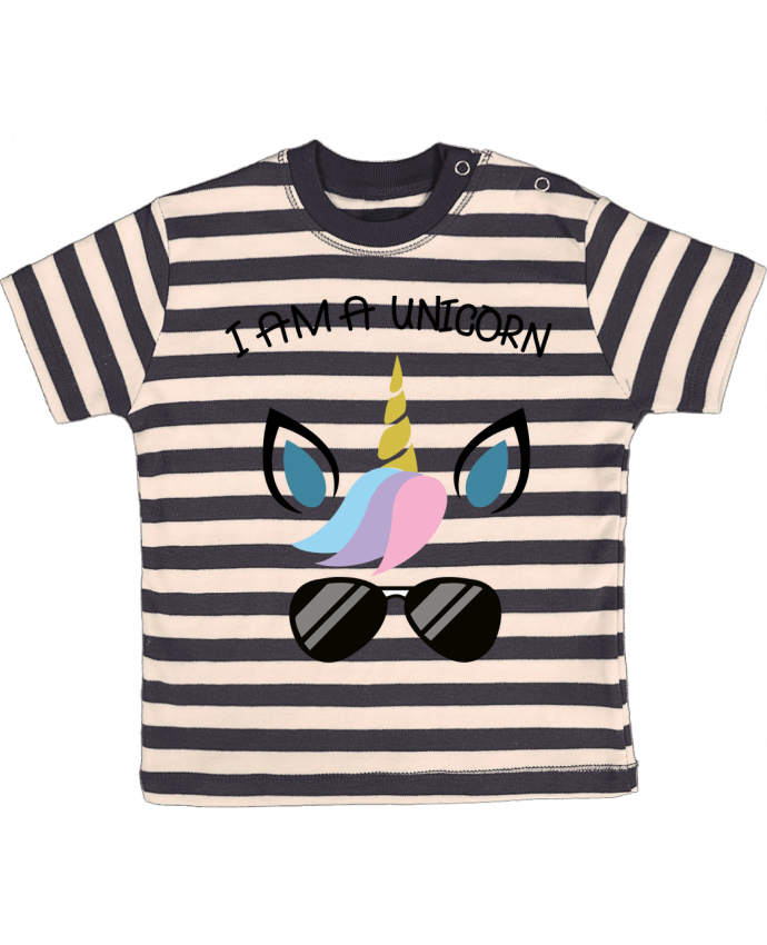 T-shirt baby with stripes i am a unicorn by jorrie