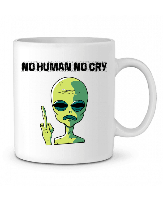 Ceramic Mug No human no cry by jorrie