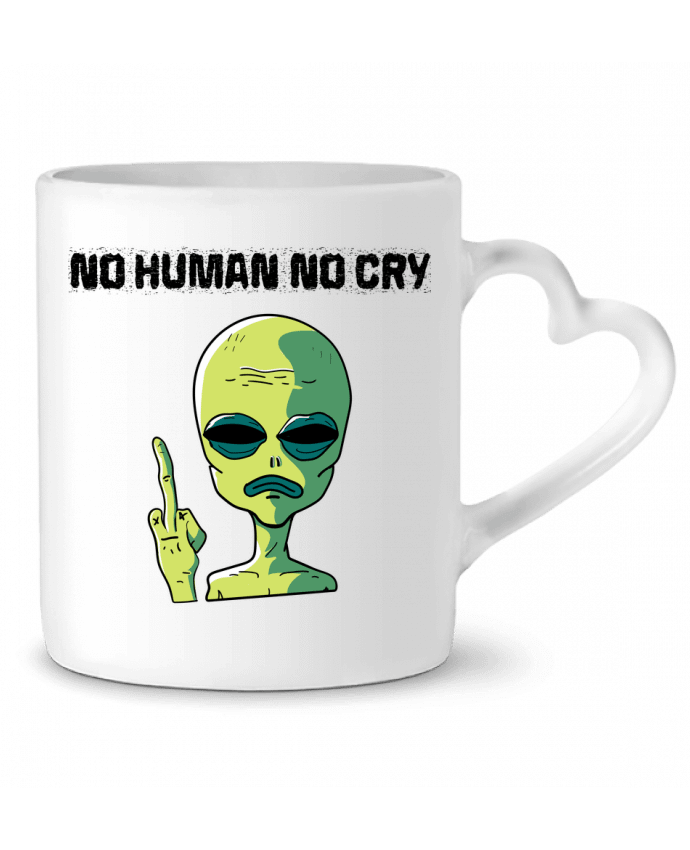 Mug coeur No human no cry par jorrie