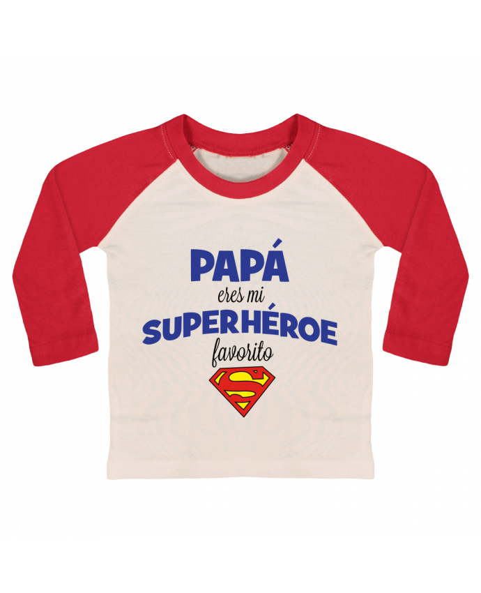 Camiseta Bebé Béisbol Manga Larga Papa eres mi superhéroe favorito por tunetoo