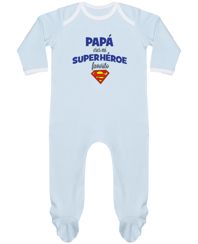 Baby Sleeper long sleeves Contrast Papa eres mi superhéroe favorito by tunetoo