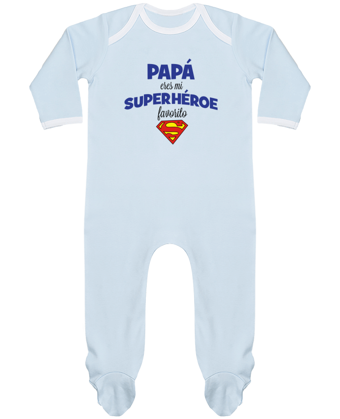 Pijama Bebé Manga Larga Contraste Papa eres mi superhéroe favorito por tunetoo