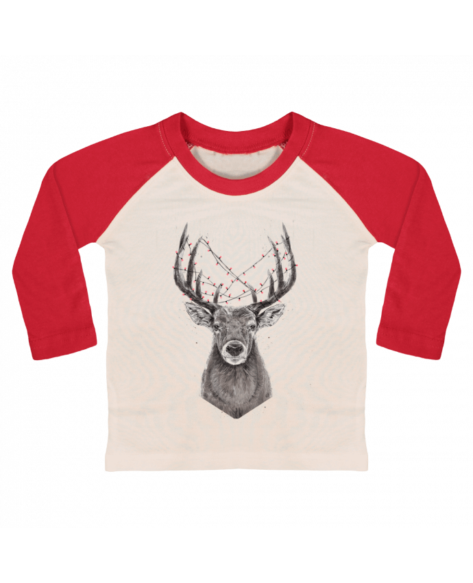T-shirt baby Baseball long sleeve Xmas deer by Balàzs Solti