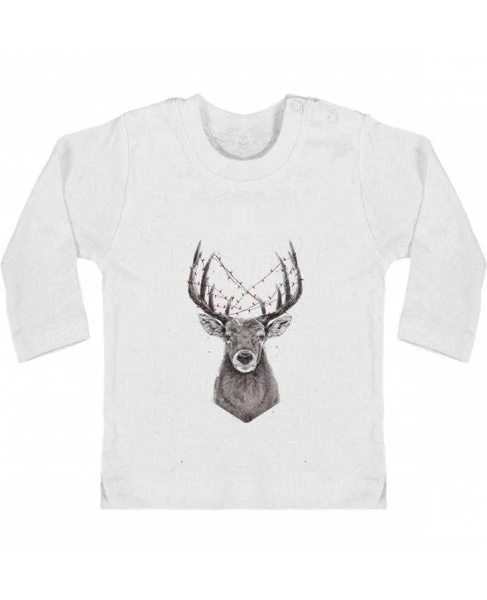 Camiseta Bebé Manga Larga con Botones  Xmas deer manches longues du designer Balàzs Solti