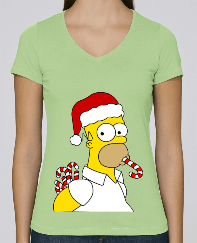 T-shirt femme col V Stella Chooses Simpson Noël par Forgo