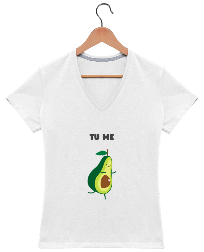 T-shirt femme col V Tu me completas - Avocado par tunetoo