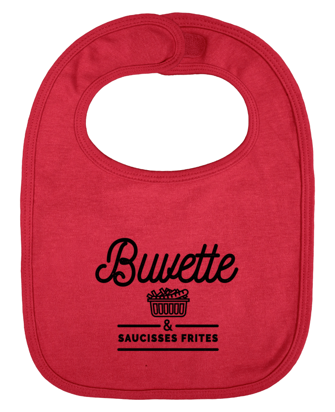 Bavoir bébé uni Buvette et Saucisse frites par PDT