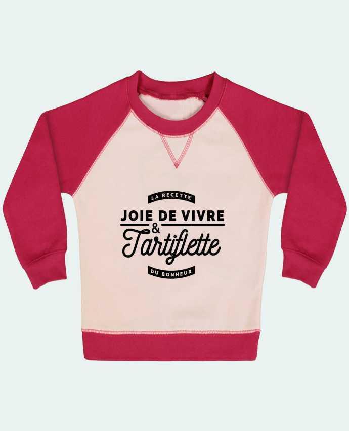 Sweat bébé manches contrastée Joie de vivre et Tartiflette par Rustic