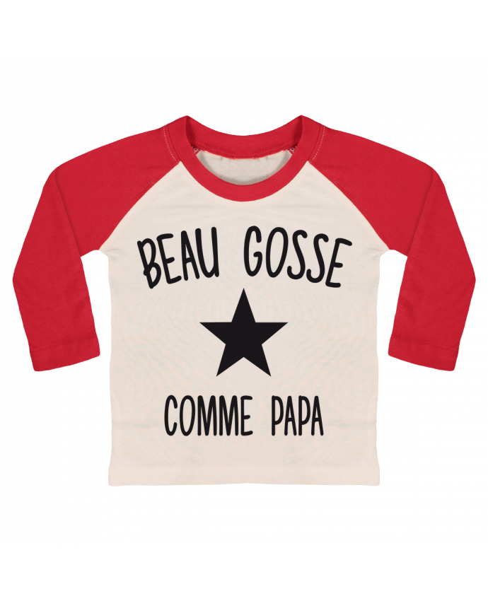 Camiseta Bebé Béisbol Manga Larga Beau gosse comme papa por FRENCHUP-MAYO