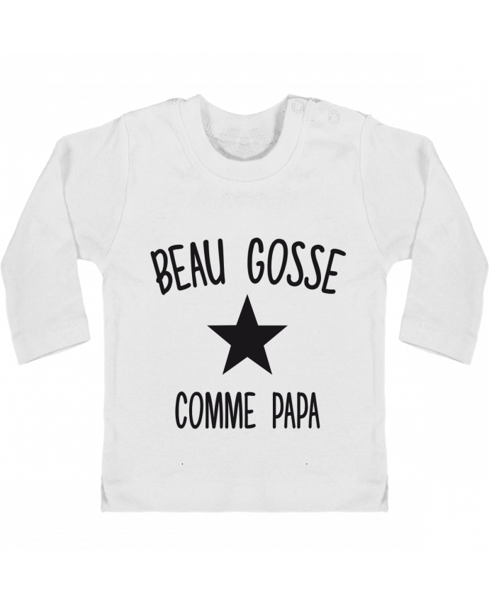 Baby T-shirt with press-studs long sleeve Beau gosse comme papa manches longues du designer FRENCHUP-MAYO