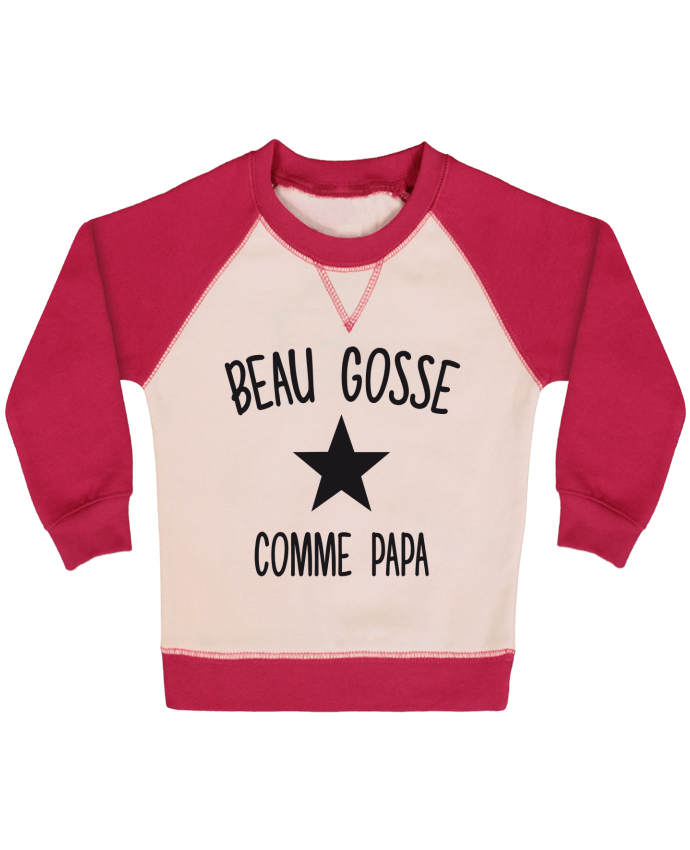 Sweatshirt Baby crew-neck sleeves contrast raglan Beau gosse comme papa by FRENCHUP-MAYO