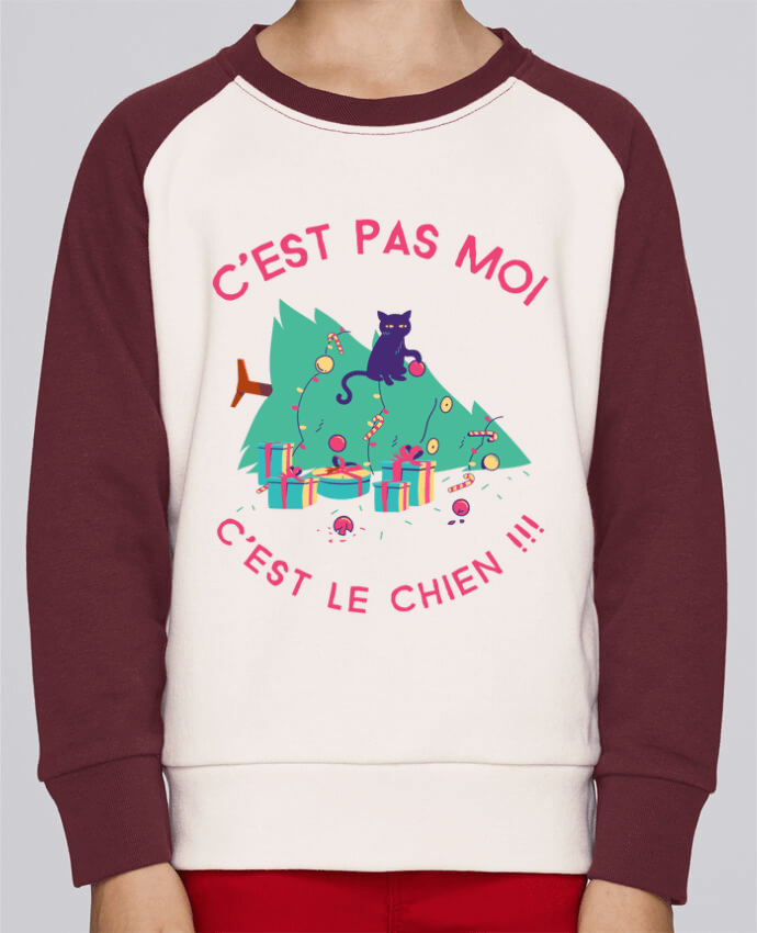 Sweatshirt Kids Round Neck Stanley Mini Contrast Humour de chat by SANDRA-WEB-DESIGN.CH