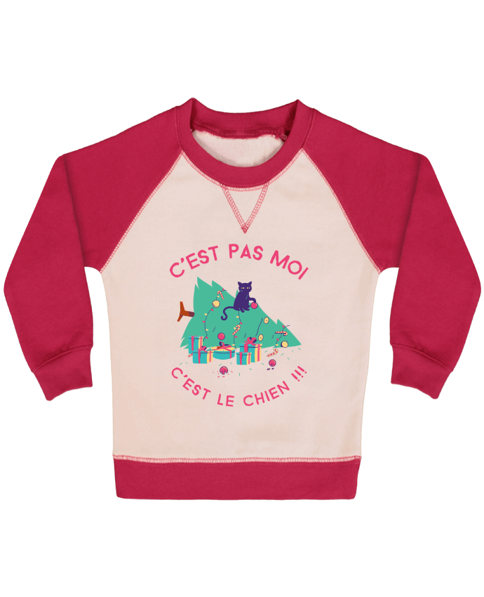 Sweatshirt Baby crew-neck sleeves contrast raglan Humour de chat by SANDRA-WEB-DESIGN.CH