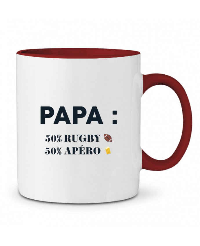 Mug bicolore Papa 50% rugby 50% apéro tunetoo