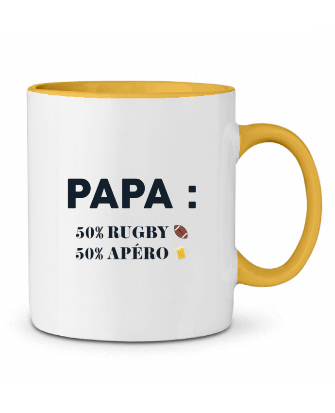 Two-tone Ceramic Mug Papa 50% rugby 50% apéro tunetoo