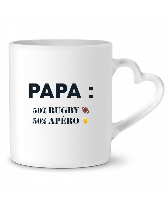 Mug Heart Papa 50% rugby 50% apéro by tunetoo