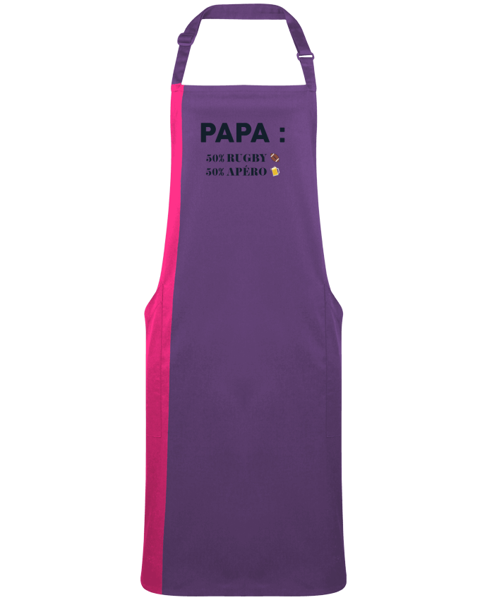 Tablier bicolore Papa 50% rugby 50% apéro par  tunetoo