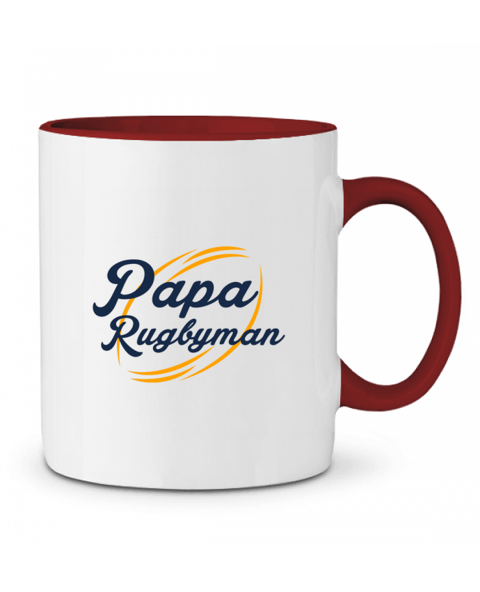 Mug bicolore Papa rugbyman tunetoo