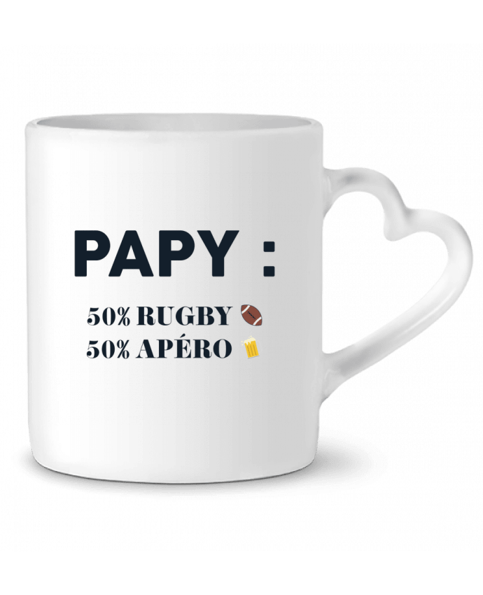 Mug coeur Papy 50% rugby 50% apéro par tunetoo