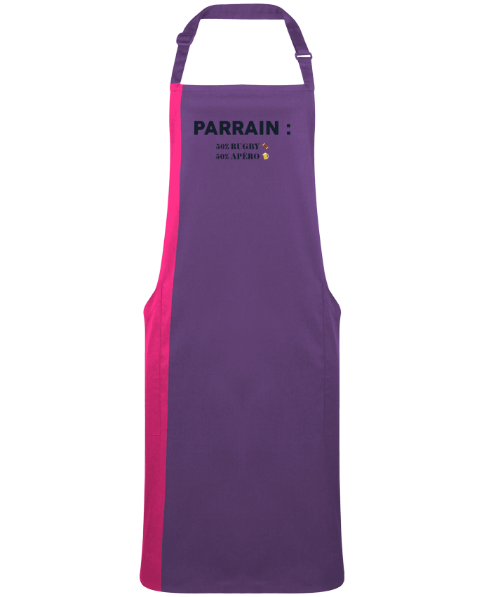 Tablier bicolore Parrain 50% rugby 50% apéro par  tunetoo