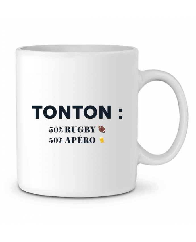 Ceramic Mug Tonton 50% rugby 50% apéro by tunetoo