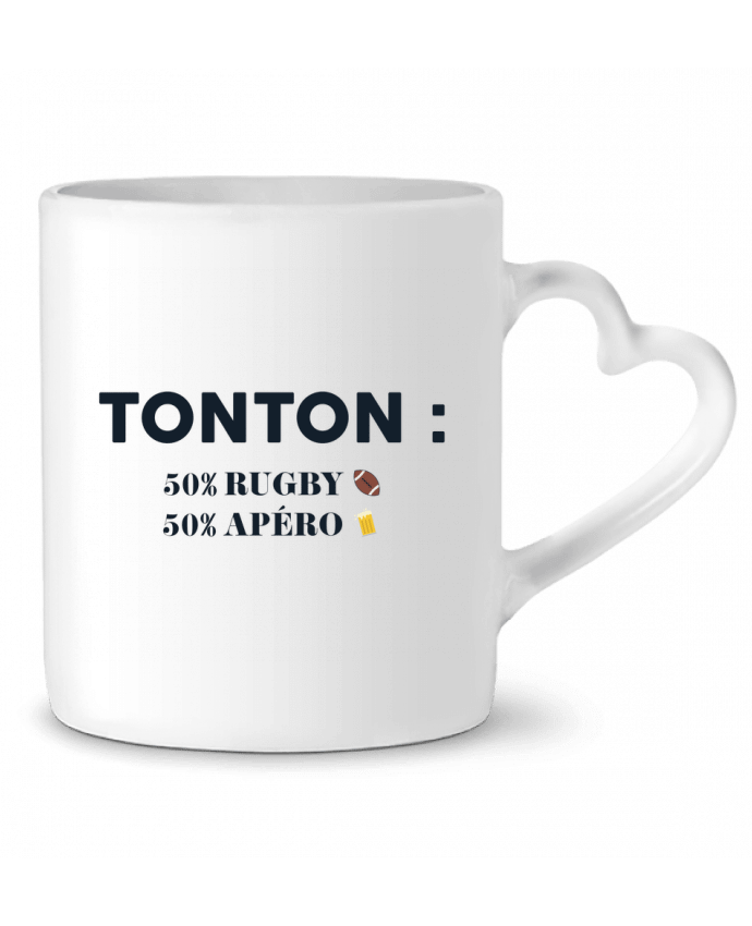 Mug coeur Tonton 50% rugby 50% apéro par tunetoo