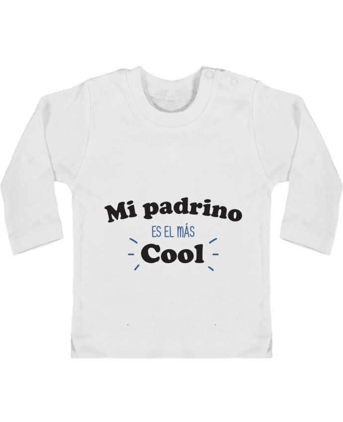 Baby T-shirt with press-studs long sleeve Mi padrino es el más cool manches longues du designer tunetoo