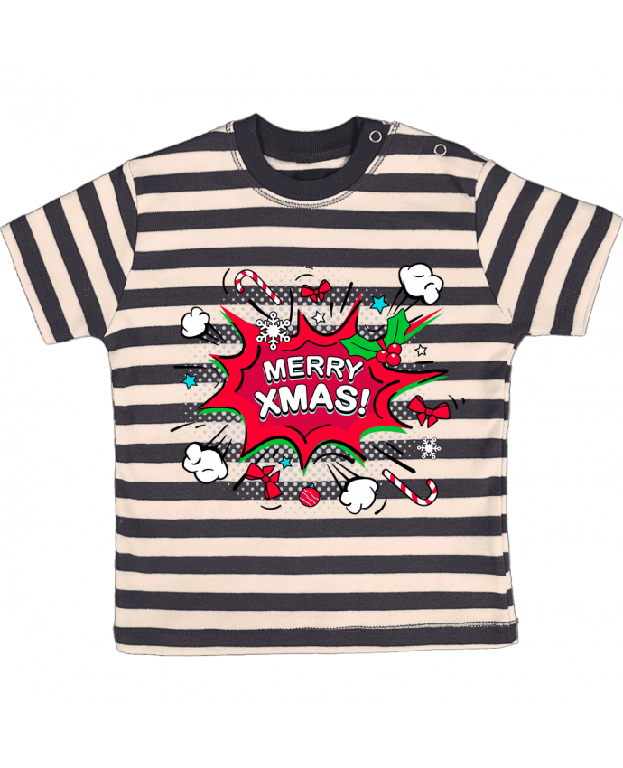 Tee-shirt bébé à rayures Merry XMAS par MaxfromParis