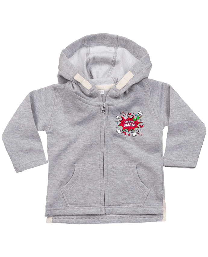 Hoddie with zip for baby Merry XMAS by MaxfromParis