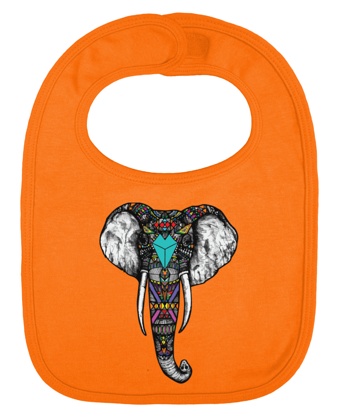 Baby Bib plain and contrast Éléphant indien by jorrie