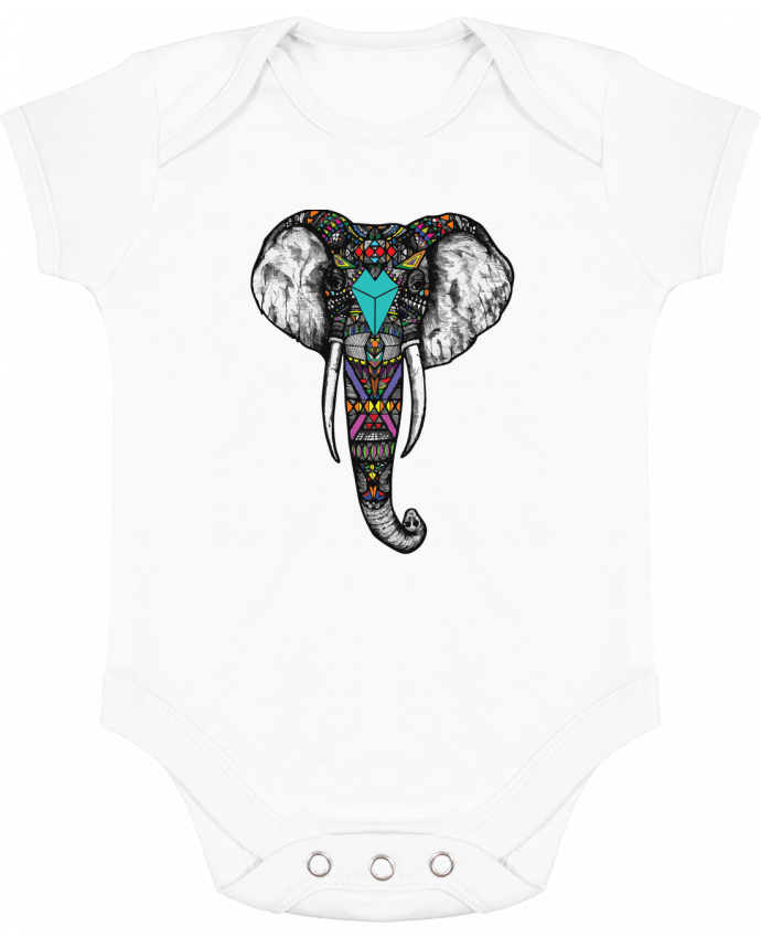 Body bébé manches contrastées Éléphant indien par jorrie