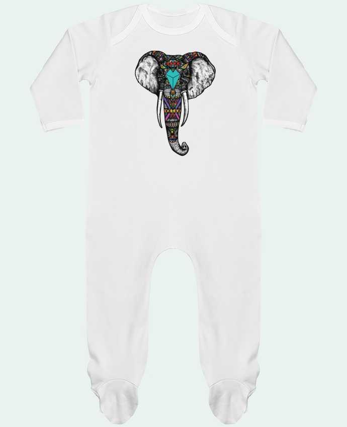 Baby Sleeper long sleeves Contrast Éléphant indien by jorrie