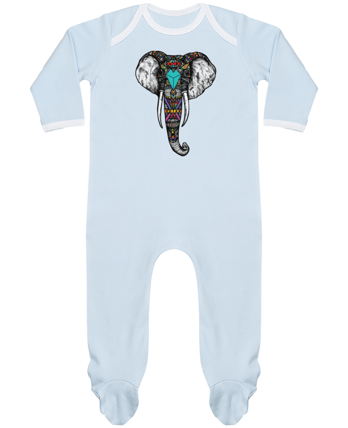 Baby Sleeper long sleeves Contrast Éléphant indien by jorrie