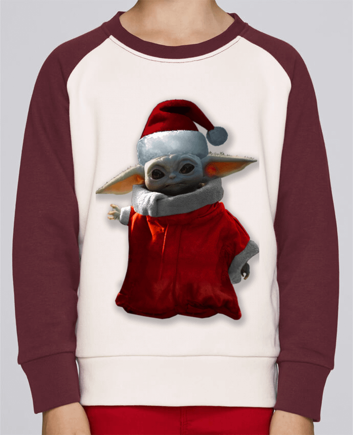 Sweatshirt Kids Round Neck Stanley Mini Contrast Baby Yoda lutin de Noël by Kaarto