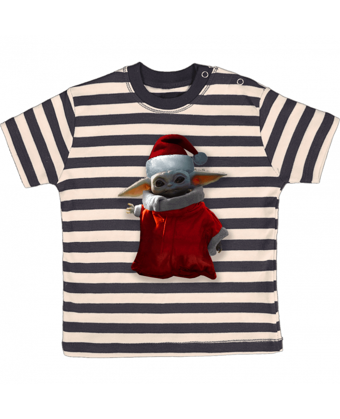 T-shirt baby with stripes Baby Yoda lutin de Noël by Kaarto