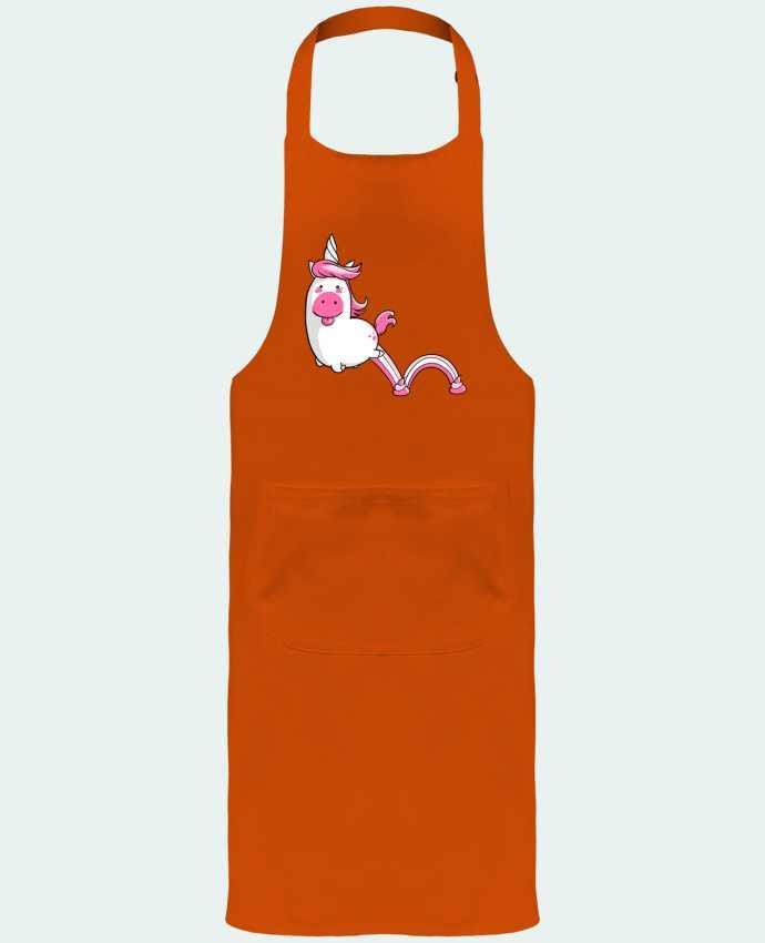 Garden or Sommelier Apron with Pocket Licorne Sautillante - Version rose by Tomi Ax - tomiax.fr