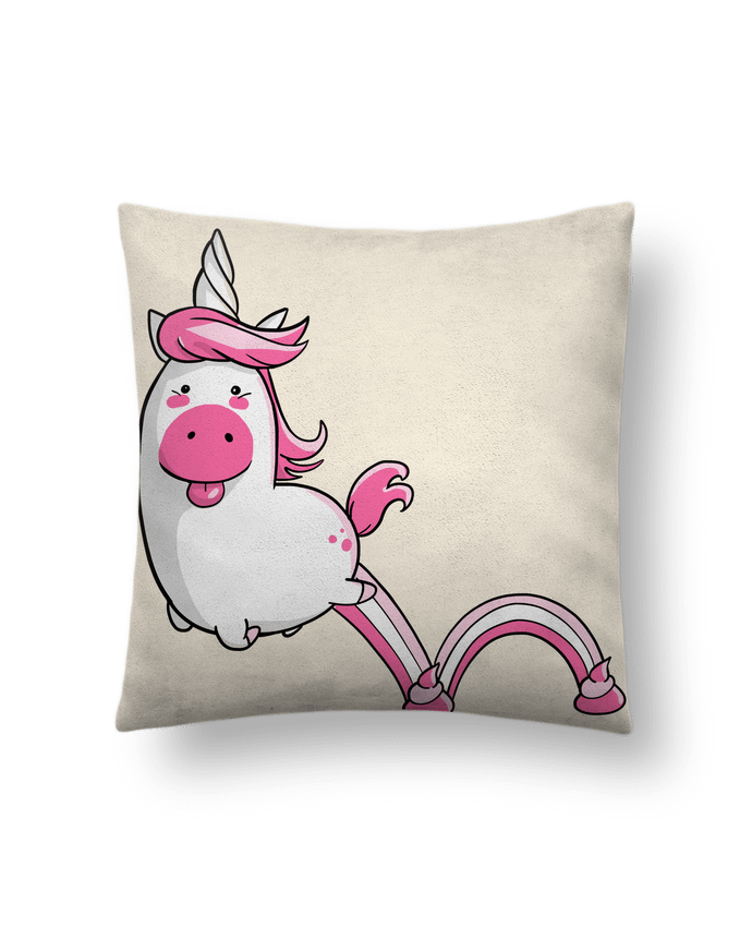 Cushion suede touch 45 x 45 cm Licorne Sautillante - Version rose by Tomi Ax - tomiax.fr