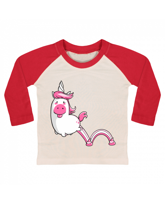 T-shirt baby Baseball long sleeve Licorne Sautillante - Version rose by Tomi Ax - tomiax.fr