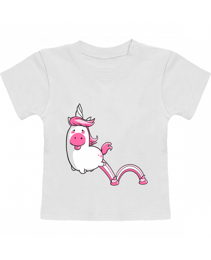 T-shirt bébé Licorne Sautillante - Version rose manches courtes du designer Tomi Ax - tomiax.fr