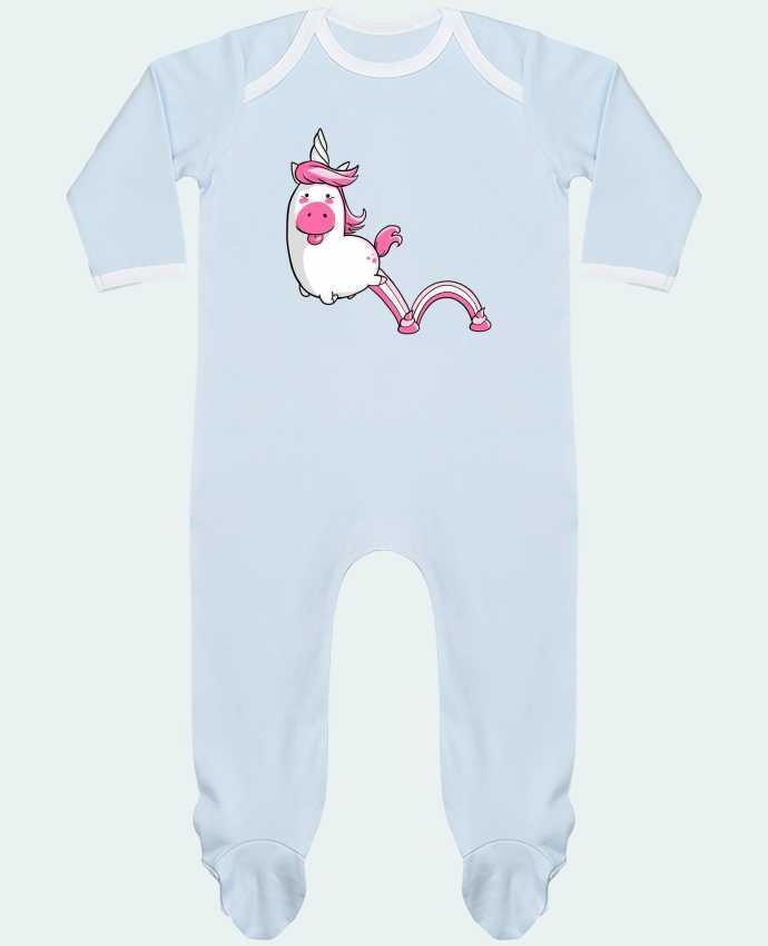 Baby Sleeper long sleeves Contrast Licorne Sautillante - Version rose by Tomi Ax - tomiax.fr