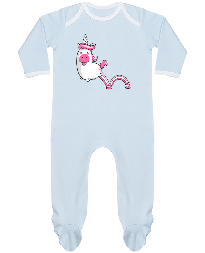 Baby Sleeper long sleeves Contrast Licorne Sautillante - Version rose by Tomi Ax - tomiax.fr