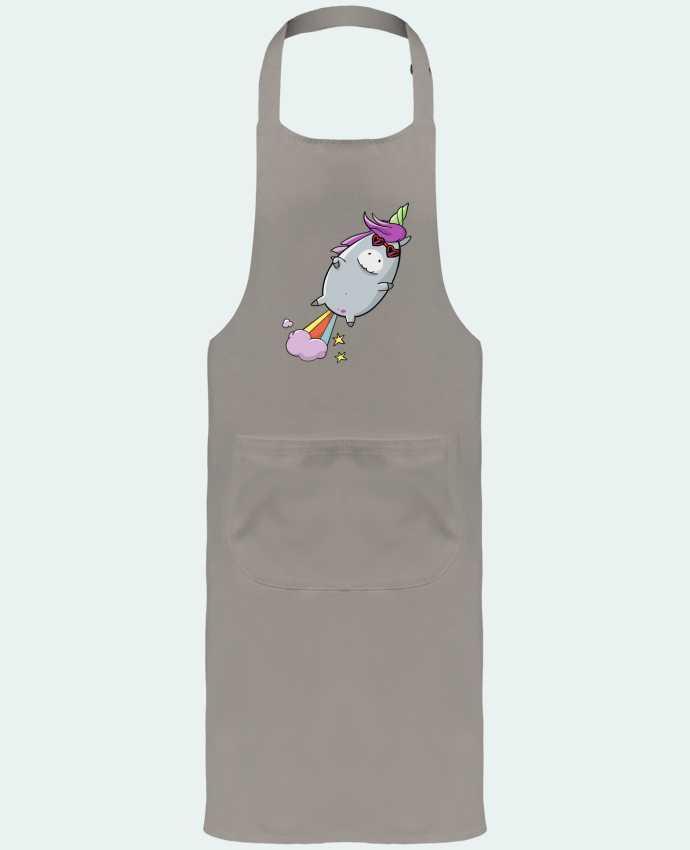 Garden or Sommelier Apron with Pocket Licorne à propulsion naturelle by Tomi Ax - tomiax.fr