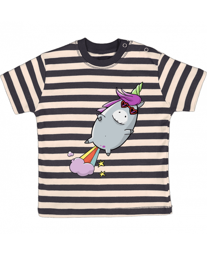 T-shirt baby with stripes Licorne à propulsion naturelle by Tomi Ax - tomiax.fr