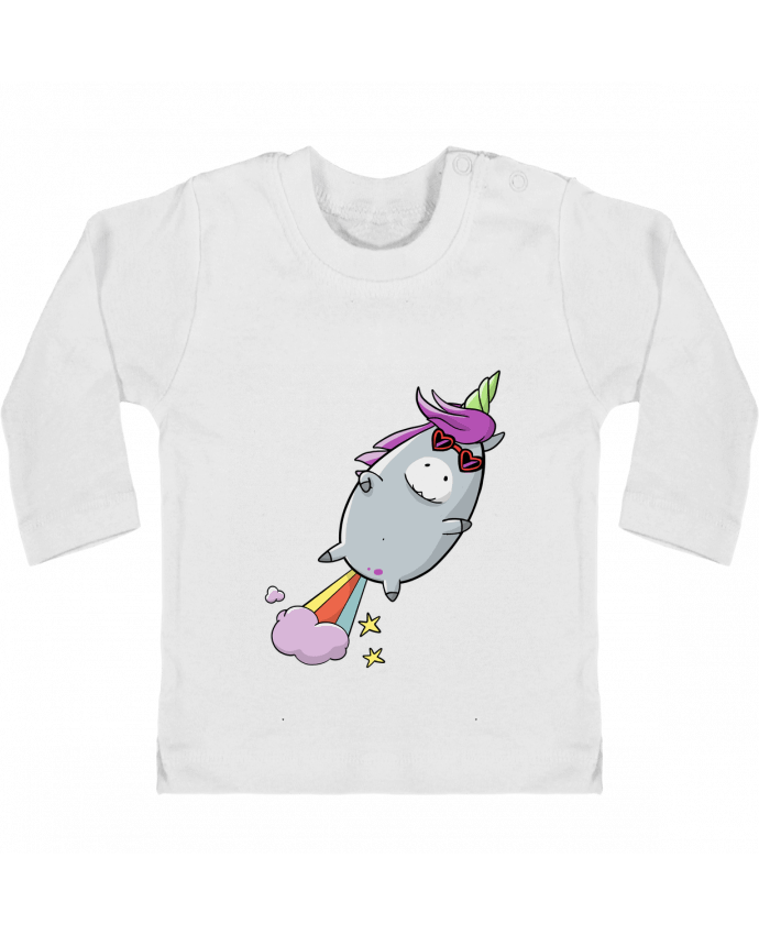 Baby T-shirt with press-studs long sleeve Licorne à propulsion naturelle manches longues du designer Tomi Ax - tomiax.fr