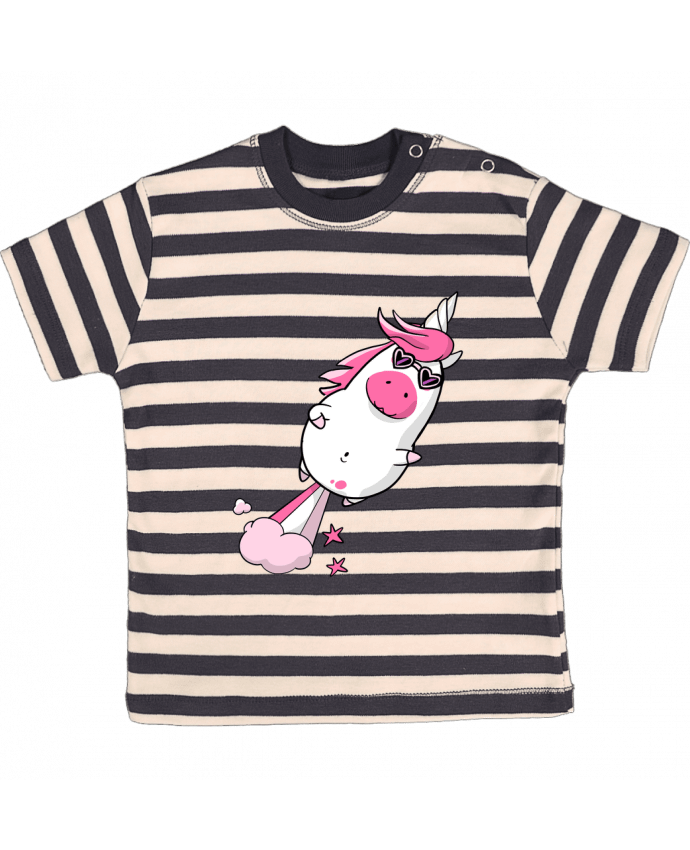 T-shirt baby with stripes Licorne à propulsion naturelle - version 2 by Tomi Ax - tomiax.fr