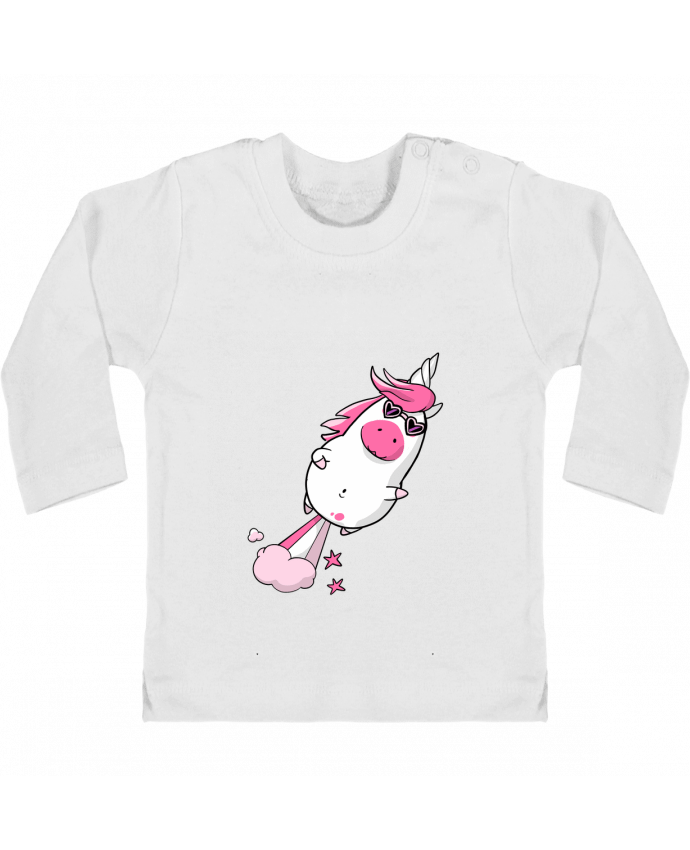 Baby T-shirt with press-studs long sleeve Licorne à propulsion naturelle - version 2 manches longues du designer Tomi Ax - tomiax