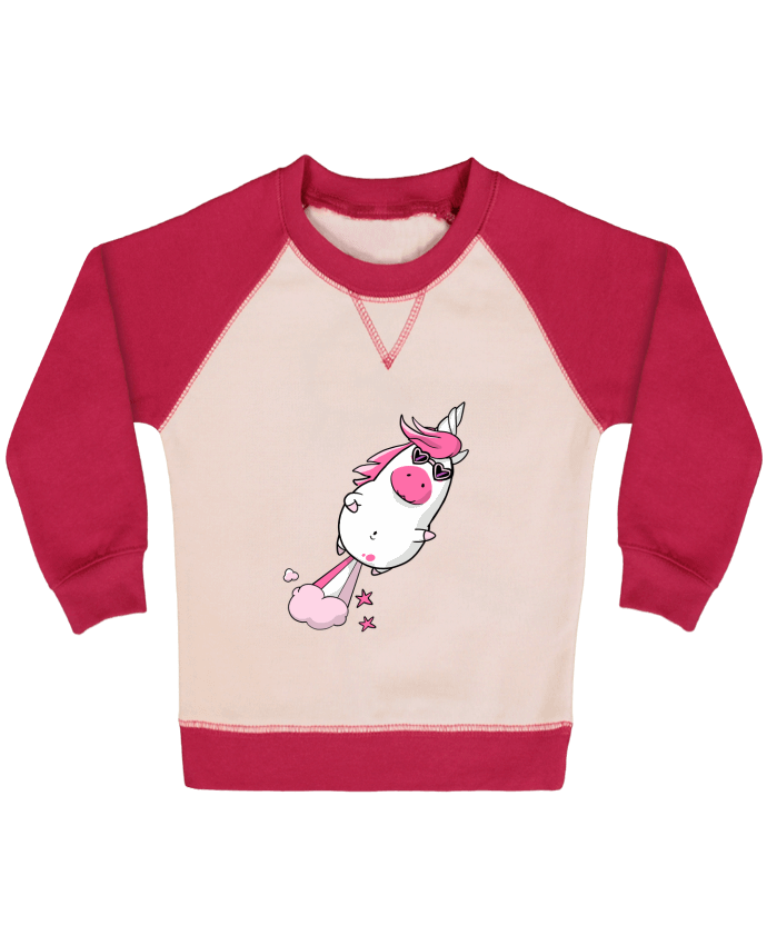 Sweatshirt Baby crew-neck sleeves contrast raglan Licorne à propulsion naturelle - version 2 by Tomi Ax - tomiax.fr